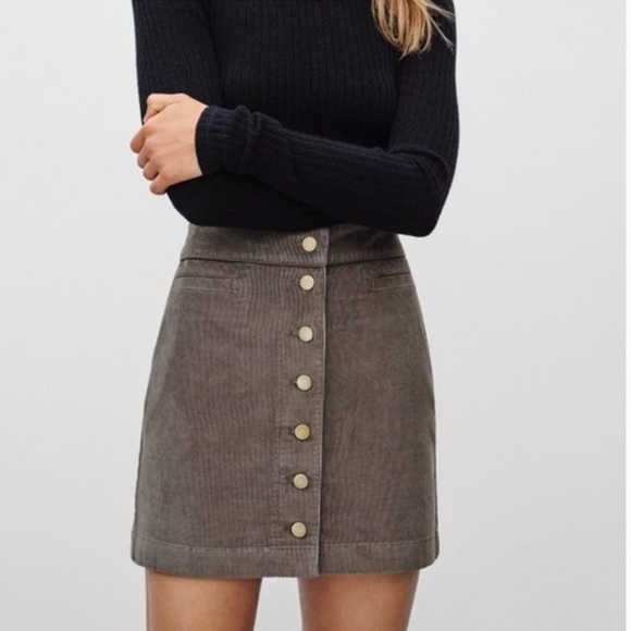 Aritzia Dresses & Skirts - Aritzia Wilfred Free Karmen Corduroy Front Button Mini Brown Skirt Sz 2